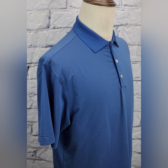 Peter Millar Summer Comfort Mens Polo Shirt Golf Blue Striped Classic Fit Medium - Picture 7 of 15